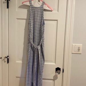Blue and white stripe jumpsuite